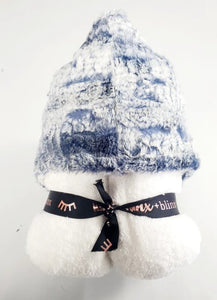 Minky Wave Boa Navy Hooded Towel